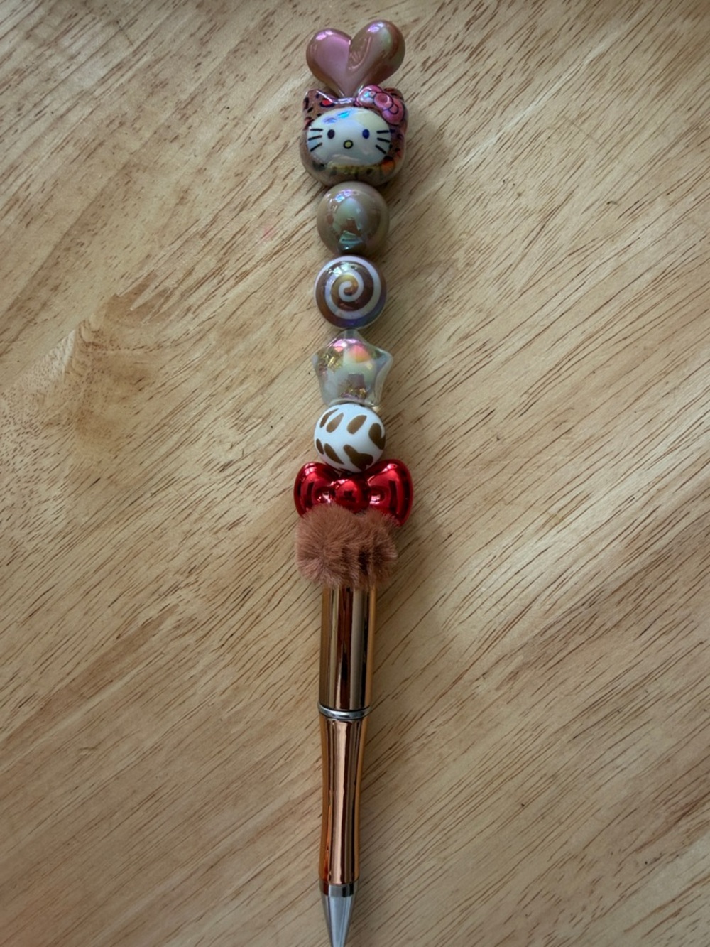 Hello Kitty Beaded Ballpoint Pen - Pink, Red, Brown